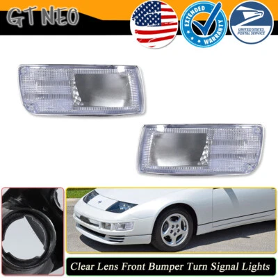 2 luces de señal de giro de parachoques delantero cromadas transparentes para Nissan 300ZX Z Z Z32 1990-1996 Foto 1 de 4