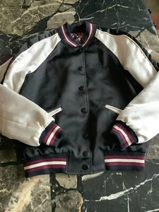 Authentic Coach Black Satin Reversible Floral Varsity Bomber Jacket Size S - Picture 1 of 11