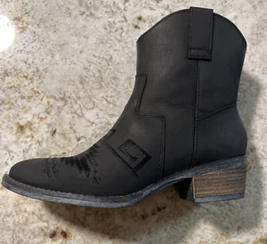 Stivali Diego di Lucca donna pelle western cowboy caviglia nero ricamato - Foto 1 di 12