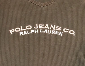 Vintage Ralph Lauren Polo Jeans Co Spell Out Sweater Green Lightweight Shirt N21 - Picture 1 of 4