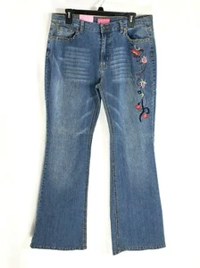 New Gazoz Jeans Size 15/16 Blue Bootcut Hippie Boho Studded Embroidered Stretch - Picture 1 of 9