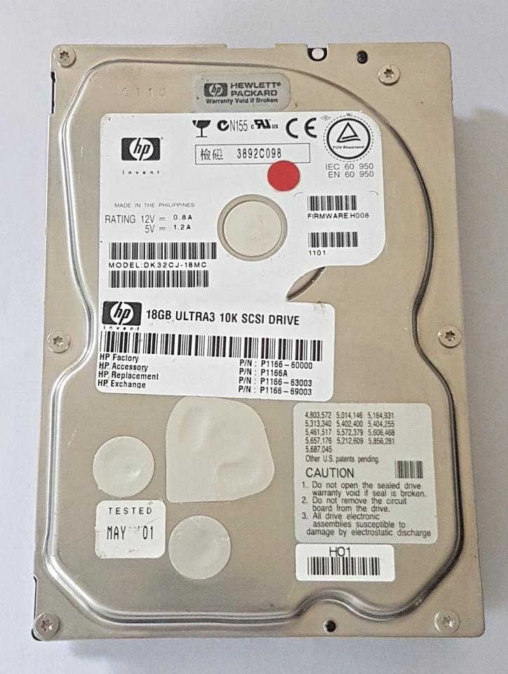 18 GB HP DK32CJ-18MC 10000RPM Ultra3 SCSI 80Pin 4MB HDD 3.5" Internal Hard Drive - Image 1 of 1
