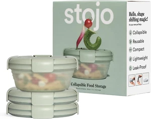 Collapsible Bowl 3 Set - Translucent Sage, 36Oz - Reusable Silicone Bowl for Hot - Picture 1 of 6