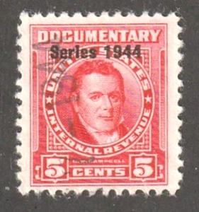 U. S. Revenue ~ Scott R390 ~ Series 1944 ~ 5c Red ~ DOCUMENTARY - Picture 1 of 1