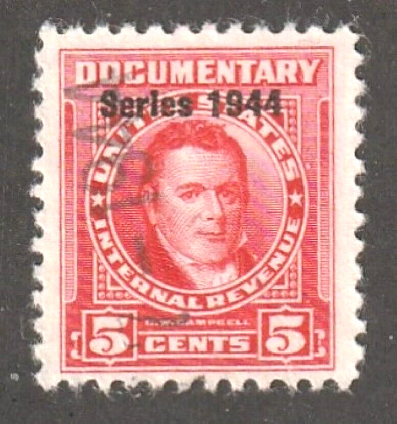 U. S. Revenue ~ Scott R390 ~ Series 1944 ~ 5c Red ~ DOCUMENTARY - Image 1 of 1