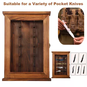 Solid Wood Pocket Knife Display Stand Wall Mount Cabinet For Pocket Knife Lover - Picture 1 of 18