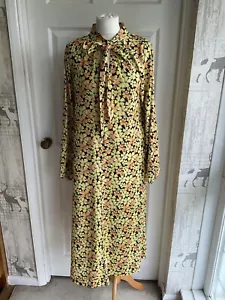 ASOS 60s Style Pussy Bow Floral Print Maxi Dress Size 12 - Picture 1 of 4