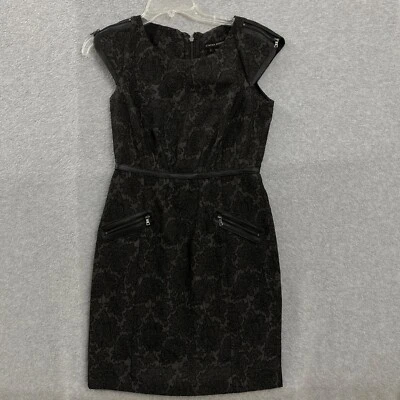Cynthia Steffe Dress Size 2 Women Black Sheath Textured Faux Leather Trim - Image 1 of 4