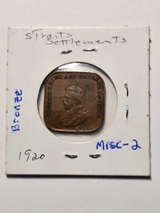 1920 Straits Settlements one cent coin - Picture 1 of 2