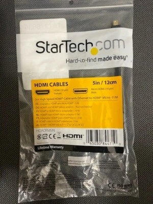STARTECH 5IN HIGH SPEED HDMI CABLE WITH ETHERNET TO HDMI MICRO - F/M - HDADFM5IN - Image 1 of 2