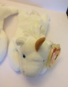 Rare Retired TY Tan Horn Mystic the Unicorn TY Beanie Baby 1993 style 4007 PVC  - Bild 1 von 9