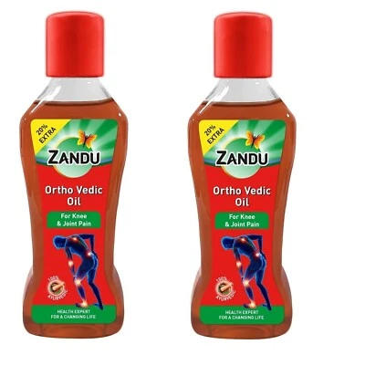 Zandu Ortho Vedic Ayurvedic Oil (120ml x 2) Relief Knee, Joint ,Muscle Pain Foto 1 de 4