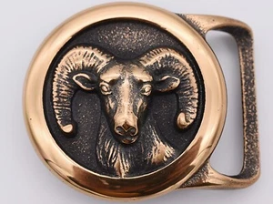 Tech Ether Guild "Big Horn" Solid Brass Vintage Belt Buckle - Picture 1 of 3