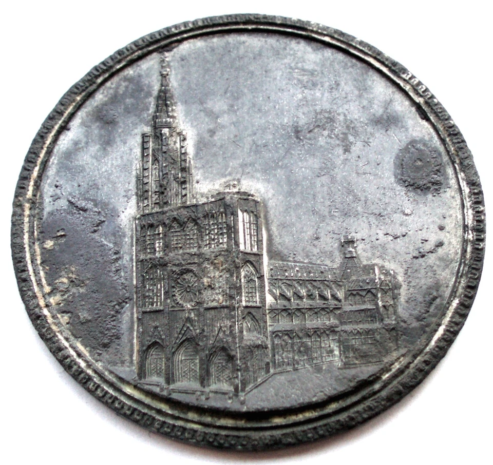 FRANCE STRASBOURG LA NEF 800 YEARS CATHEDRALE 1815 Medal 54.3mm 31.5g Tin. KK3.2 - Image 1 of 4
