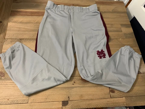 Adidas Mens Baseball Game Pants MSU Bulldogs Grey Maroon L EUC Cover