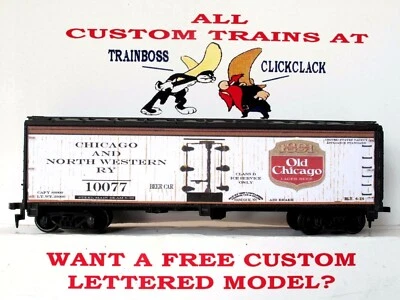 HO SCALE 🍺🍺 CUSTOM LETTERED OLD CHICAGO BEER CHICAGO & NORTH WESTERN RR REEFER - Image 1 of 4