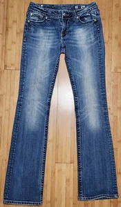 Miss Me Bootcut Jeans Women's Sz 29 Blue Denim Mid Rise Flare 33" Inseam JW5374B - Picture 1 of 10