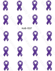 Nail Art Water Transfer Stickers Decal Purple Ribbon KoB-1537 - Picture 1 of 2