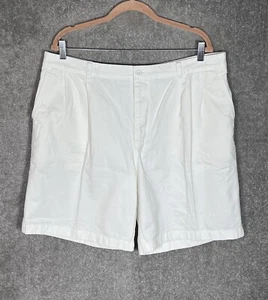 Lands End Pleated Front Chino Shorts Mens Size 38 White Cotton Pockets - Picture 1 of 7
