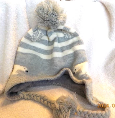 Joe Boxer Unisex Niño Oso Polar Gris y Blanco Sombrero con pompón Foto 1 de 4