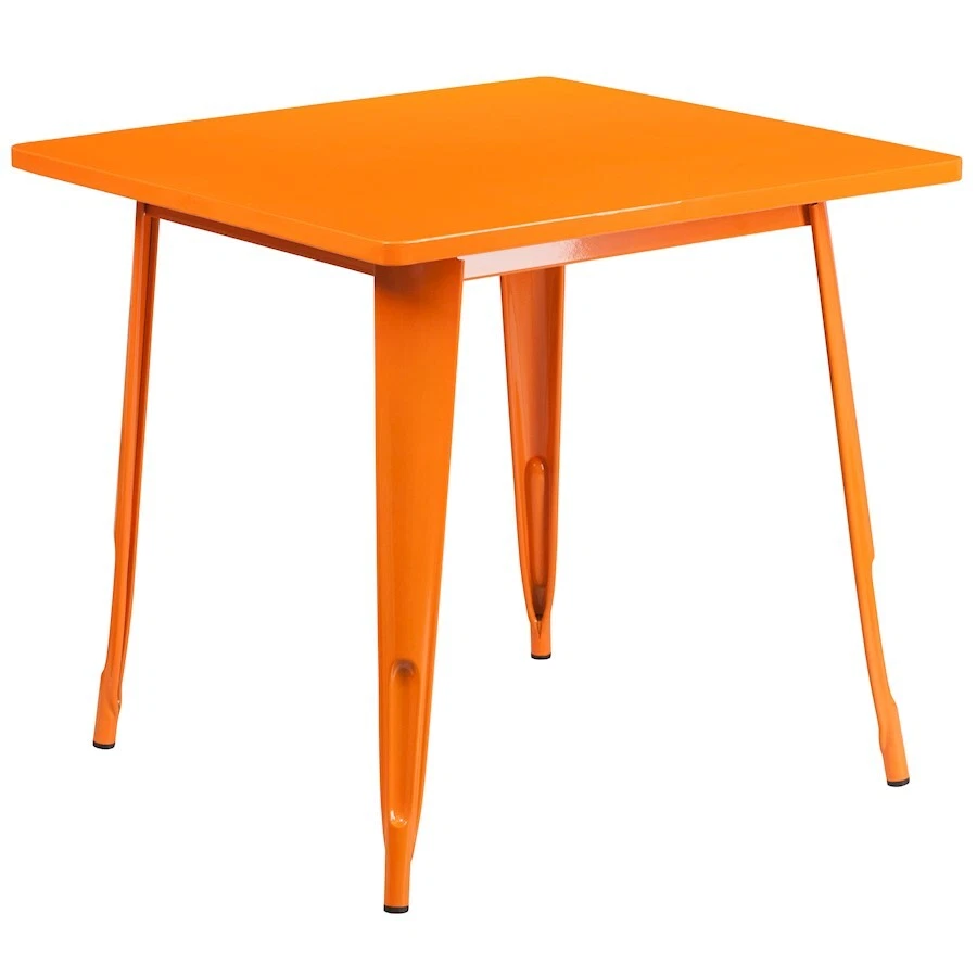Mesa cuadrada de metal naranja Flash grado comercial 31,5" - ET-CT002-1-OR-GG Foto 1 de 1