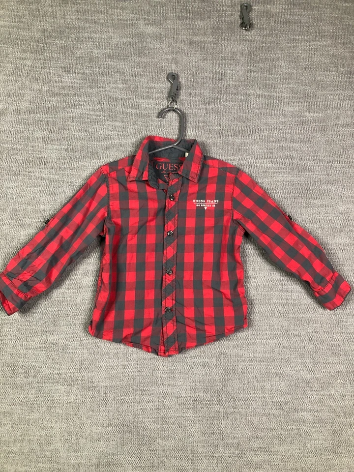 Camisa Guess Niños 3T Niño Rojo Gris A Cuadros Manga Larga Abotonada Informal Foto 1 de 4