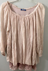 Giulia 100% Silk Blouse Peasant Top  Loose Fit Made Italy Blush Pink S