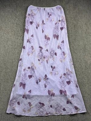 VTG Jody Womens L Pull On Maxi Skirt Y2K Fairy Romantic 90s Lined Purple Floral - Image 1 of 4