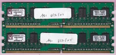 1GB 2x512MB PC2-5300 KINGSTON DDR2-667 KVR667D2N5/512 Samsung Desktop Memory Kit - Image 1 of 2