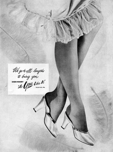 Transparente Strumpfwaren Strümpfe SEXY LEGS Spitzen Slip 1948 Magazin Print Anzeige - Bild 1 von 1
