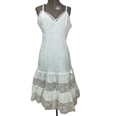 Vintage 60s Womens Lace Slip Dress Crinoline (34) Coquette Petticoat Rockabilly  - Image 1 of 4