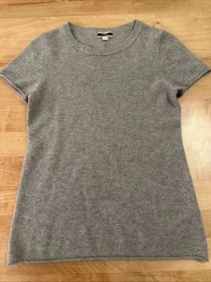 J Crew Mujer 100% Cachemira Suéter Manga Corta Camiseta Camiseta Gris M Foto 1 de 4