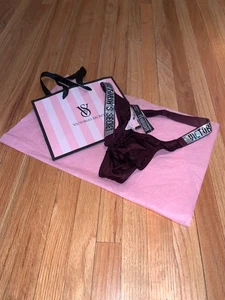 Victoria's Secret sehr sexy Tanga/String Höschen Kristalle seidiger Satin dunkelviolett S - Bild 1 von 7