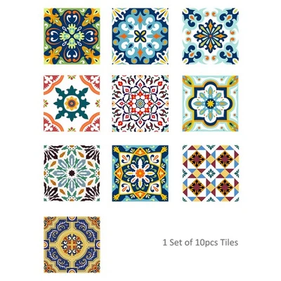  10pcs Waterproof Tile Stickers Removable Traditional Tiles Decals for Bathroom - image 1 of 4
