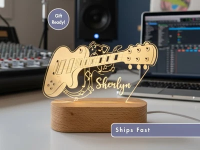 Guitar Custom Name Light, Personalized Music Lovers LED 灯 — 第 1/4 张图片