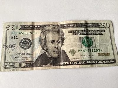 2017A TWENTY DOLLAR $20 BILL FEDERALRESERVE STAR NOTE - Image 1 of 2