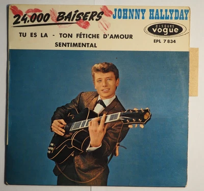 Disque Vinyle 45 t JOHNNY HALLYDAY -  VOGUE EPL 7 834 (avec languette) - TBE - Photo 1/4