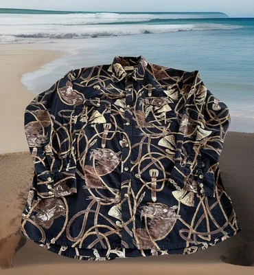 Moda Tech Western Cowboy Shirt Long Sleeve Cotton Horse Rope Mens 2X (Chest 50") - Image 1 of 4