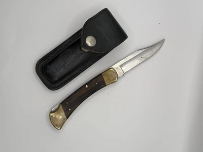 Buck USA 110 Elbony HUNTER Lockback Folding Pocket knife  Sheath Nice--- - Image 1 of 4