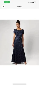 Alex Evenings violett blau Pailletten Rosette Spitze A-Linie Kleid Größe 6 $ 269 - Bild 1 von 9