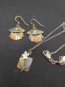 Pendientes Minnie Mlu* Mezcla Metal, Colgante Plata, Cobre, Latón, Cadena 925. 18" con s - Imagen 1 de 10