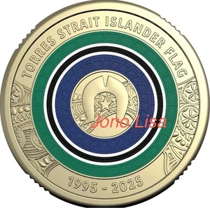 2025 $2 Color UNCIRCULATED Torres Strait Island Flag Two Dollar. 1 Color Coin - Picture 1 of 2
