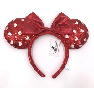 Fiocco paillettes cuore rosso Topolino 2025 orecchie Minnie parchi Disney fascia bambina - Foto 1 di 3
