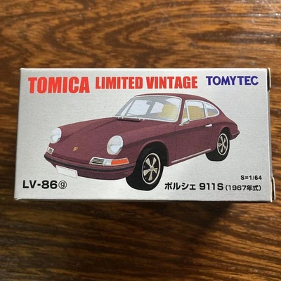 TOMY TEC Tomica Limited Vintage LV-86g 1/64 Porsche 911S Maroon Japan Brand New - Image 1 of 4