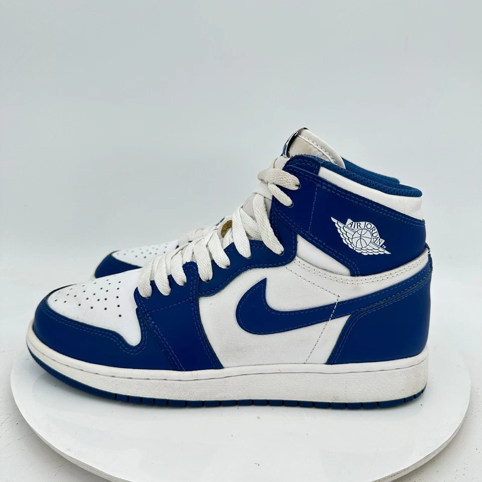 Nike Air Jordan 1 High Youth Size 6.5Y Women 8 575441 127 Storm Blue White Shoes - Image 1 of 4