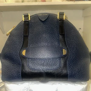 Marc Jacobs Sutton Dome Two Tone Blue / Black Leather Satchel $1195 !!! Exc Cond - Picture 1 of 8