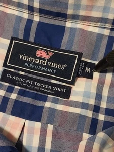 Vineyard Vines Long Sleeve Button-down Mens M Nylon Spandex Tucker Pink Plaid - Picture 1 of 11