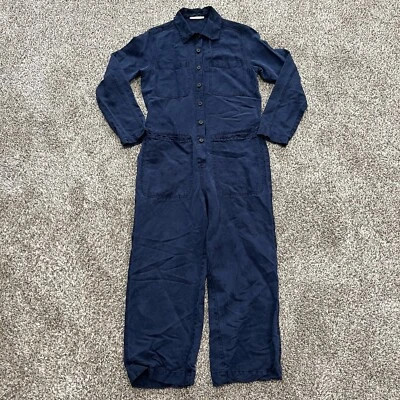 Marine Layer Charlie Utility Jumpsuit Womens XS Blue Linen Blend - Image 1 of 4