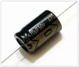 Axial Electrolytic Capacitor, Polarized, 470uF 50V, 105C, Tolerance ±20% - Picture 1 of 4