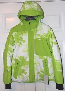 KJUS Boys Engineered Ski Jacket - Size 152 (US 12) - White / Lime Green - NEW - Picture 1 of 11